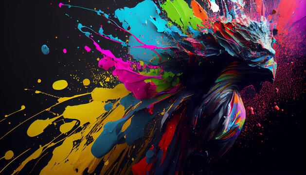 The Living Color background made with paint splashes, Created using generative AI tools