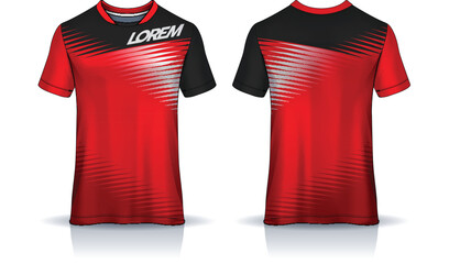 t-shirt sport design template, Soccer jersey mockup for football club. uniform front and back view.  © Nattanopdesign