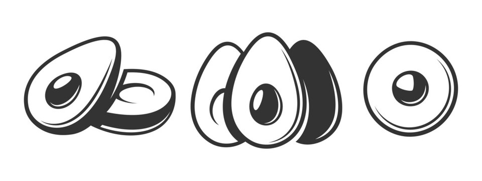 Set of vintage avocado icons isolated on white background. Vector illustration