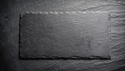 Black stone plate texture. Black food slate background.