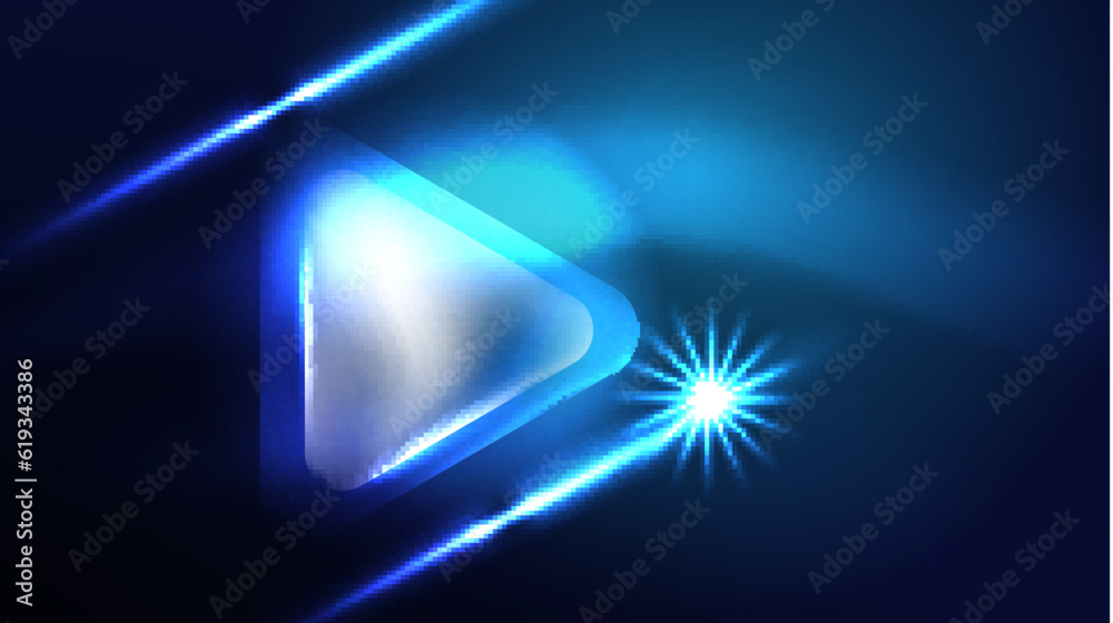 Poster digital neon abstract background, triangles and lights geometric design template