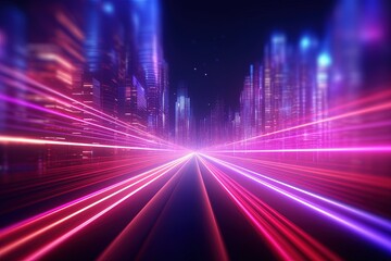 Fototapeta premium abstract futuristic background with gold PINK blue glowing neon moving high speed wave lines and bokeh lights. Data transfer concept Fantastic wallpaper