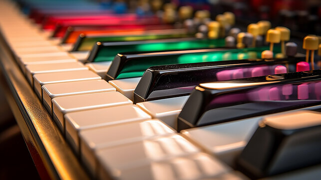 piano keys spectrum multicolored. Generative AI