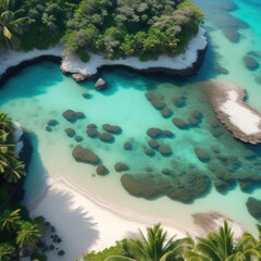 Tropical island and sea. View from above. Generative AI