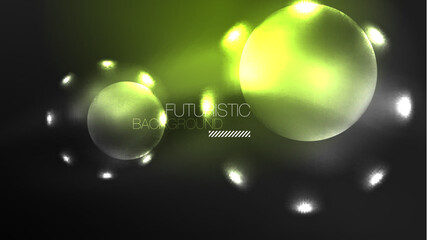 Circles with bright neon shiny light effects, abstract background wallpaper design