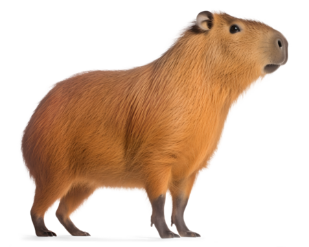 capybara side view, isolated background. Generative Ai