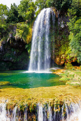 Beautiful waterfall in France, Salles la Source, Aveyron