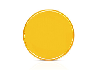 Blank template for gold coins or medals with metallic texture. On white background.