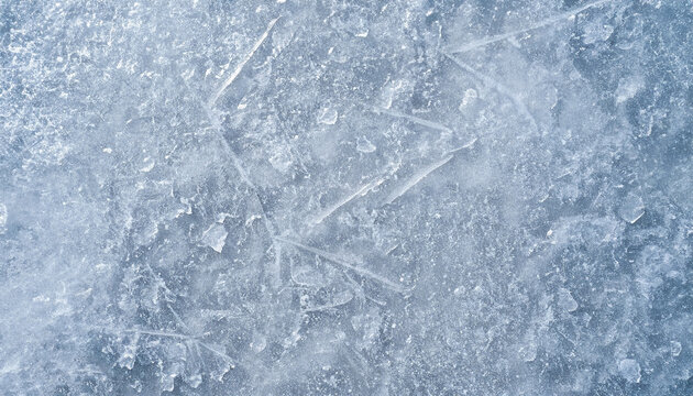 Ice texture background. Frost, ice surface. Close up of decorative winter frozen pattern. Top view.