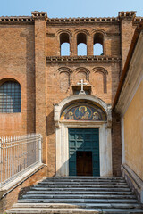 Entrance church door at Capitoline Hill cordonata, Via del Campidoglio in Rome