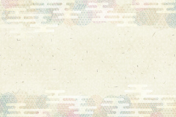 Fototapeta premium 和の花柄が可愛い伝統の和紙素材 ベージュカラー