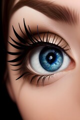Fototapeta premium Human blue eye realistic beautiful closeup zoom. Generative AI Illustration.