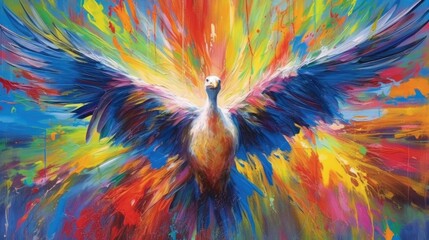 goose  form and spirit through an abstract lens. dynamic and expressive goose print by using bold brushstrokes, splatters, and drips of paint. goose untamed energy cute goose poster