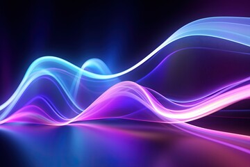 Fototapeta premium abstract futuristic background with gold PINK blue glowing neon moving high speed wave lines and bokeh lights. Data transfer concept Fantastic wallpaper