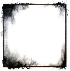 Grunge frame square overlay, border with empty transparent copyspace inside