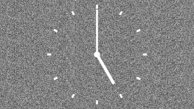 clock over static noise background