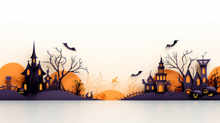 paper sculpture banner halloween white background postcard. Generative AI