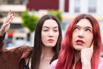 urban women arguing and shouting in the street