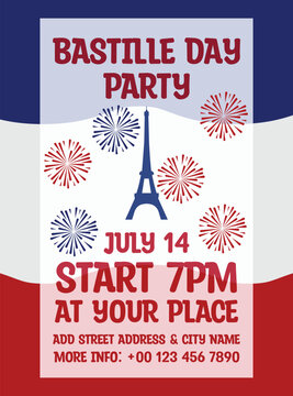 Bastille day party  flyer poster social media post design