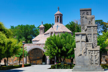 Fototapeta na wymiar Armenia Armenian Vatican - Etchmiadzin on a sunny spring day