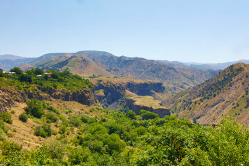 Mountainous Armenia landscape on a sunny spring day