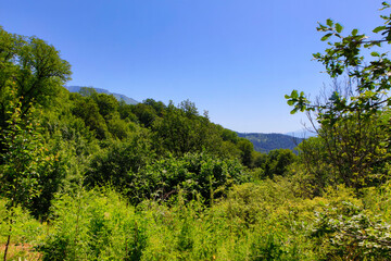 Mountainous Armenia landscape on a sunny spring day