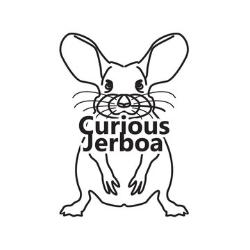 Curious Jerboa line art vector illustration