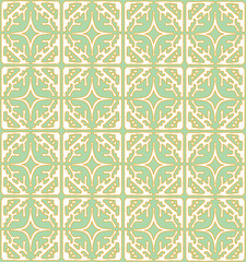 Traditional chinese pattern, seamless asian texture. Abstract geometric decorative light green background. Flat style tile ornament. Vector wallpaper
