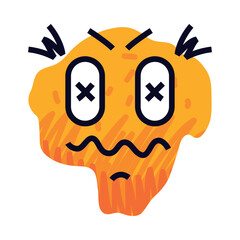 Abstract Comic Orange Face Show Emotion Vector Illustratio