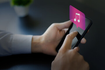 スマホで音楽 ミュージックアプリアイコン Smartphone and music application icon