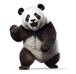 Fototapety  standing panda with claws, isolated on transparent background. Generative Ai