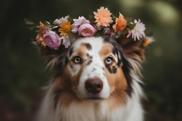 Generative AI.
a dog wearing a flower crown