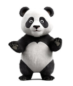 panda cub standing, isolated on transparent background. Generative Ai