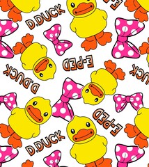 Cute cartoon duck wallpaper background borderless fresh, comfortable happy colorful seamless hand-painted children's and men's clothing gift wrapping paper industry home decoration educatio