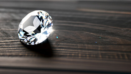 diamond ring with diamonds, Diamond on wooden table background black, Ai Generate 