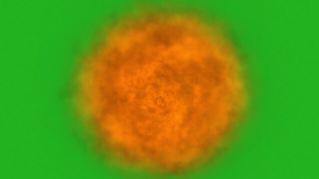 Explosion Of fire ball effect on green screen