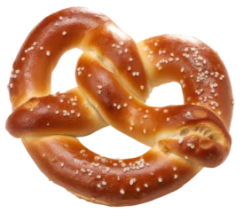 Foto op Plexiglas Brood Fresh pretzel with bakery salt. Traditional pretzel. Isolated on transparent background. KI.