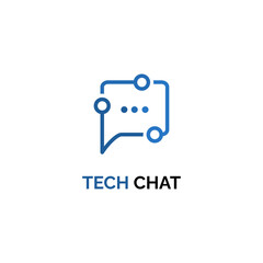 TECH CHAT LOGO WITH CONNECTED BUBLLE CHAT ICON
