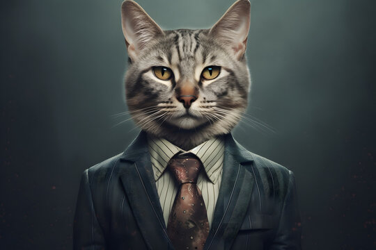 cat in a suit Made with Generative AI