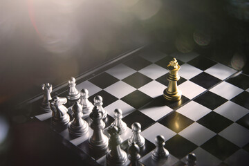 hand of businessman  wearing suit moving chess using strategic challenge idea  ,  business...