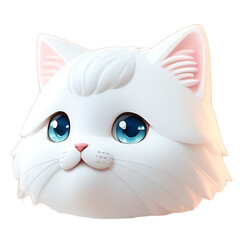 Fototapeta premium Face White Persian cat, Smile, 3D rendering and without background. Cute and tiny.