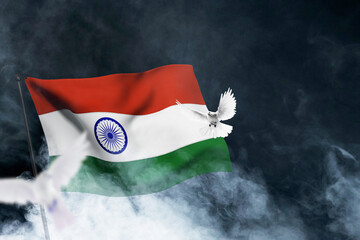 India Flag flying. Happy Independence Day and Republic Day background