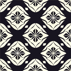 Intriguing black and white abstract design inspired by art deco, presenting a captivating and repetitive fabric pattern with elements resembling the aizome style.