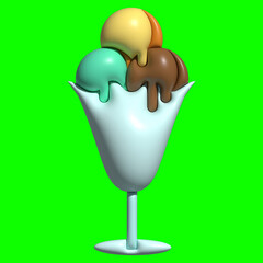 3D Ice Cream Graphic Assets with Greenscreen Background