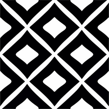 Mesmerizing black and white pattern featuring a zigzag motif, evoking a sense of movement reminiscent of a shipibo pattern. It also showcases the elegance of adinkra symbols, creating.