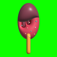 3D Ice Cream Graphic Assets with Greenscreen Background