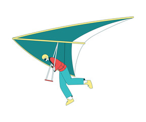 Air Sport with Man Character Hang Gliding Vector Illustration