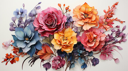 Colorful watercolor flowers