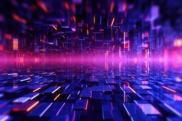 Obraz premium abstract background, data transfer show in graphics lines and boxes with pink wave, backgrounds, wallpapers