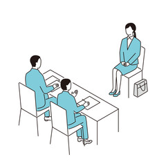 面接を受ける女性と審査する面接官